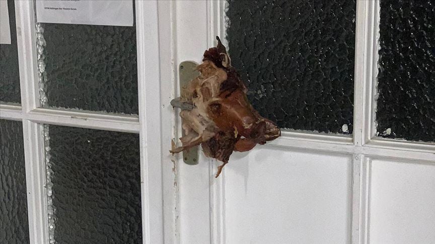 cami kapısına domuz kafası