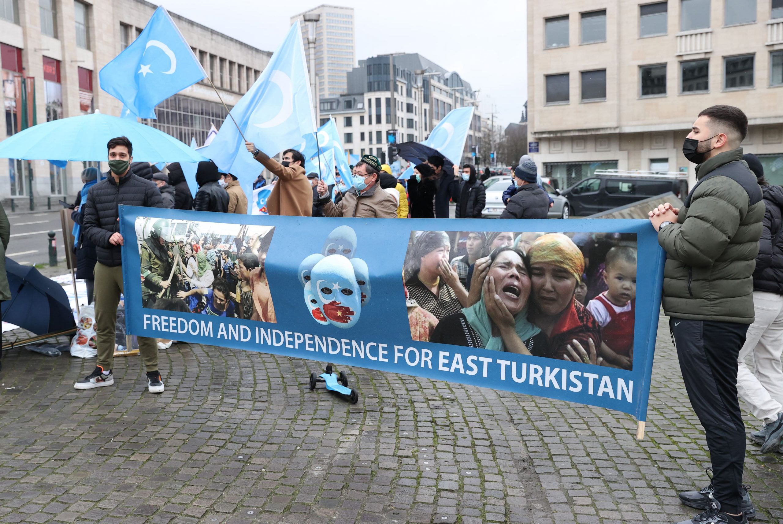 Uygur Türkleri Brüksel Protesto