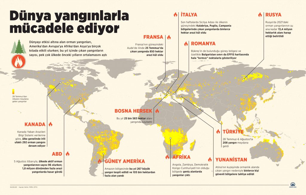 Çok Sayıda Ülke Orman Yangınlarıyla Mücadele Ediyor